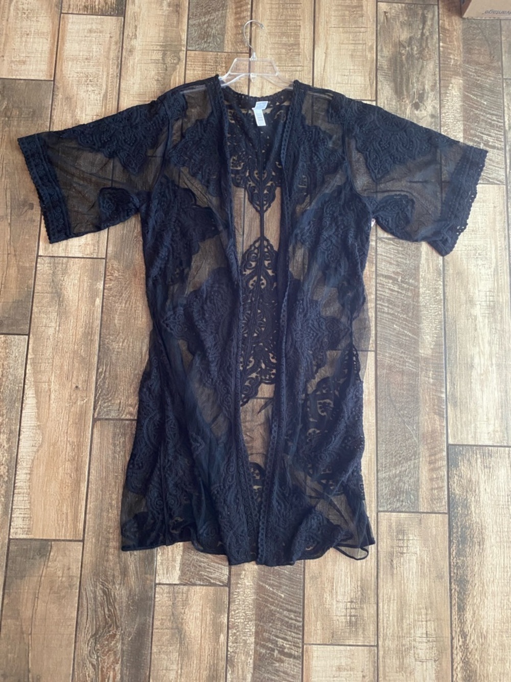 Sheer Black coverup Lace Kimono Robe 🆕 - Picture 2 of 10